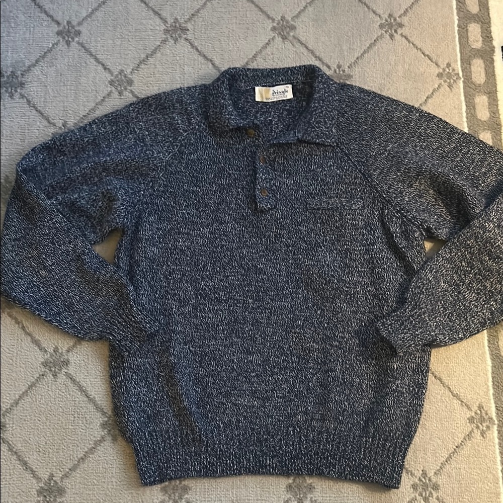 Vintage Pringle Blue and White Collared Sweater